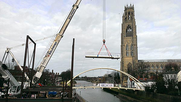 St Botolph Bridge is lifted into place